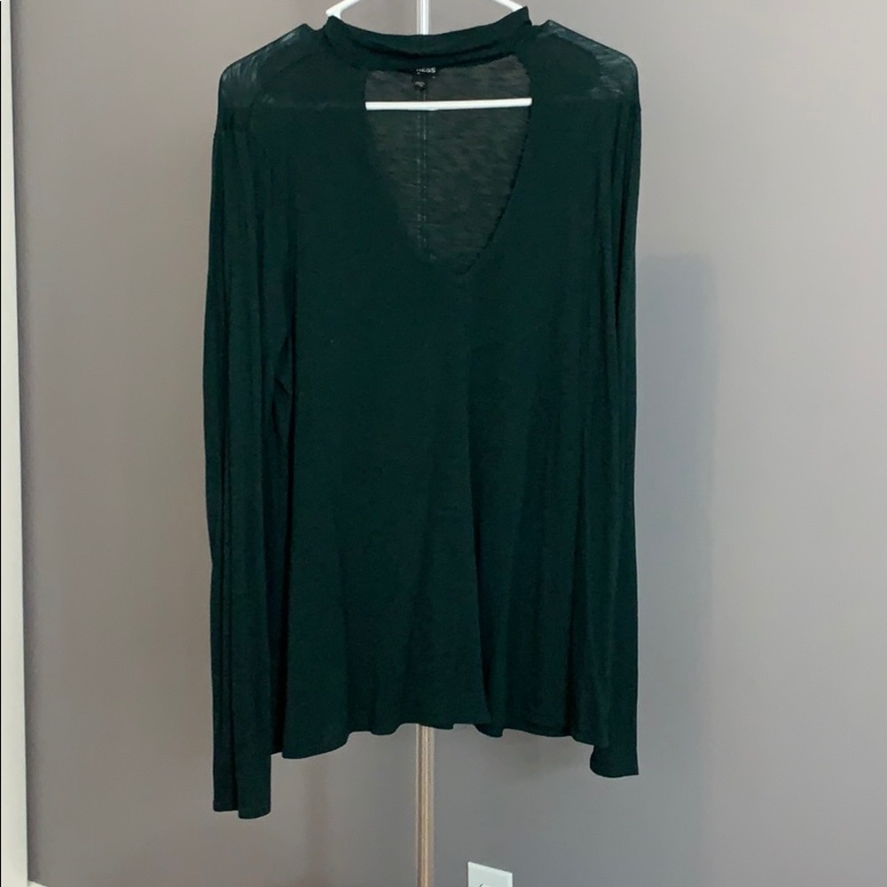 Express hunter green long sleeve shirt w/ choker